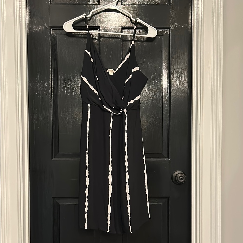 Lovestitch Tie-Dye Mini Wrap Dress Black and White Size Medium